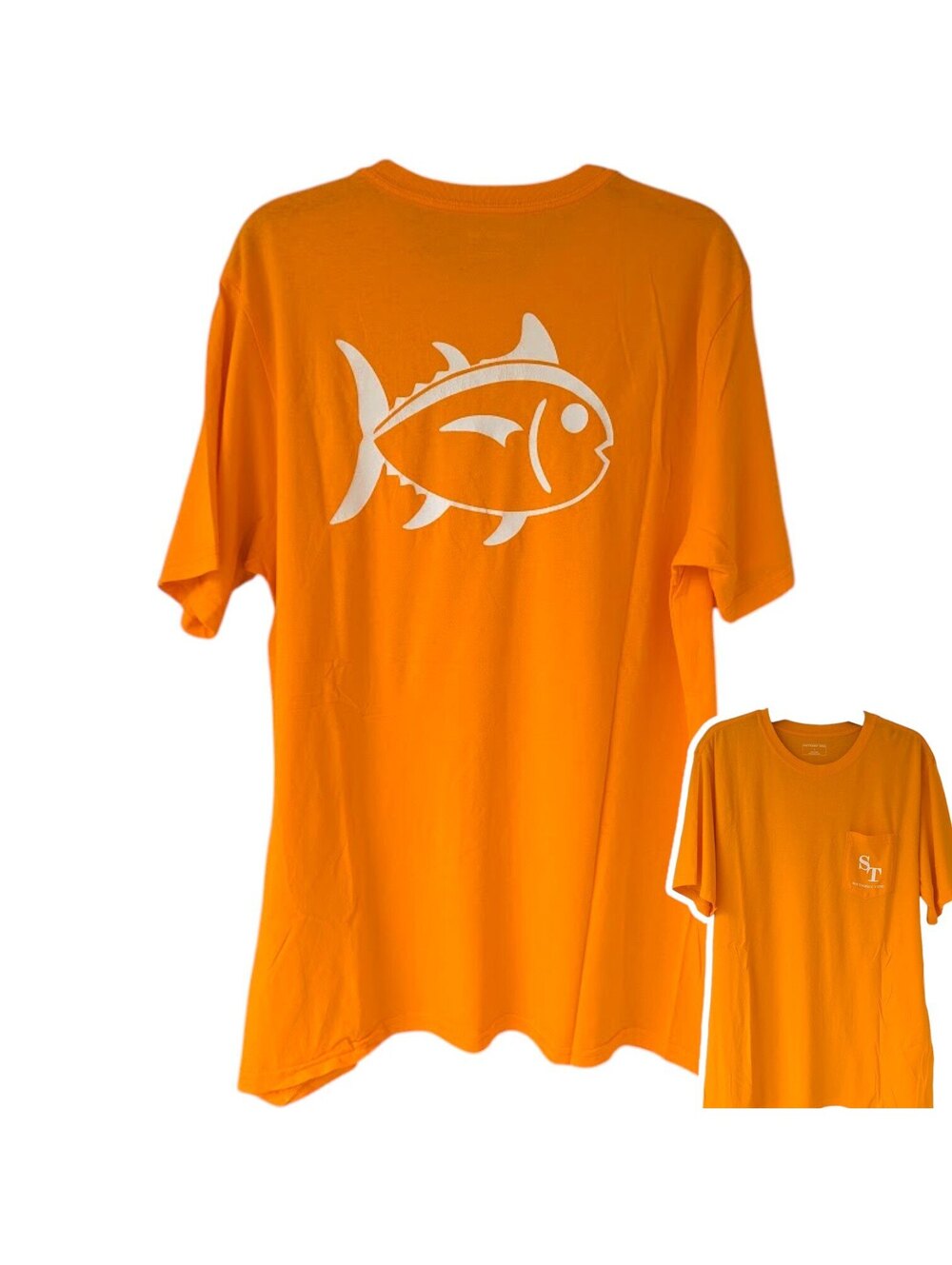 Southern Tide T-Shirt Men Large Tennessee Orange Pocket Tee 21.5x30.5 Volunteers